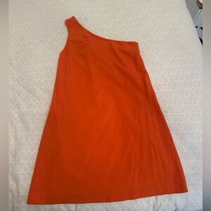 Alice + Olivia tangerine one shoulder mini dress